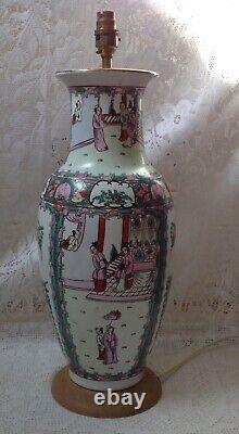 Lampe de table / canapé de vase chinois antique Chinoiserie de grande taille, peint à la main, H. 53cm