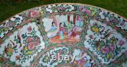 Large 37cm Antique Chinois 19e C Canton Famille Rose Punch Bowl