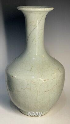 Large Antique Chinese Qing Stoneware Ge Guan Vase Monochrome En Grès