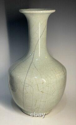 Large Antique Chinese Qing Stoneware Ge Guan Vase Monochrome En Grès