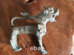 Large Antique / Vinage Chinese Bronze / Brass Foo Dog / Lion 140mm Long