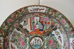 Large Vieille Famille Chinoise Art Déco Oriental Ironstone Plaque De Porcelaine Bol 16.2