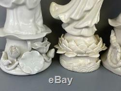 Lot 5 Grand Chinoiserie Asiatique Chinoise Blanc De Chine Kwan Yin Porcelaine Chiffres