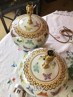 Magnifique Paire Chinoise En Porcelaine Papillon Grand Pot De Gingembre Lampes De Table Mint