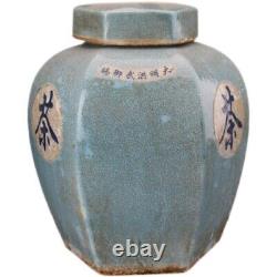 Ming Dynasty Hongwu Glaçure Grand Pot De Thé Céramique Jar Jingdezhen Porcelaine