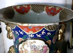 Monumental Très Grand Antique Signé Chinois Famille Rose 19ème Siècle 94cm Vase