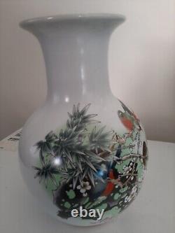 Oiseaux Multicolores Chinois, Motif Floral Vase Large