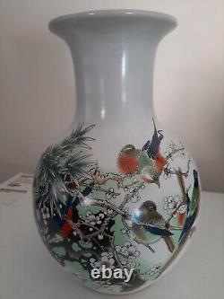Oiseaux Multicolores Chinois, Motif Floral Vase Large