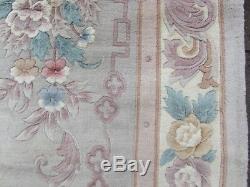 Old Made Traditionnelle Main Chinoise Oriental Rug Gris Laine Grand Tapis 367x270cm