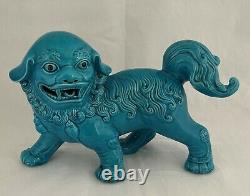 Pair Chinese Republic Turquoise Glacé Foo Dogs / Temple Lions Grand 10