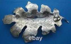 Paire (2) D’exportation Chinoise Antique Sterling Large Oak Leaf Shallow Dishes