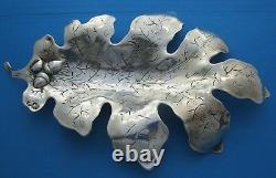 Paire (2) D’exportation Chinoise Antique Sterling Large Oak Leaf Shallow Dishes