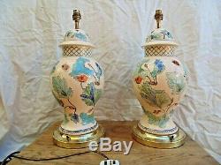 Paire De Grand Vintage Style Chinois En Porcelaine Lampes De Table Design -poppy