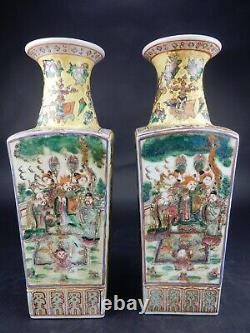 Paire De Grands Vases Chinois Antiques De Porcelaine De Rose De Famille 15 Pouces