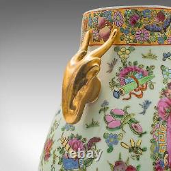 Paire De Vases Antiques, Chinois, Céramique, Baluster, Famille Rose, Victorian