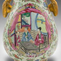 Paire De Vases Antiques, Chinois, Céramique, Baluster, Famille Rose, Victorian