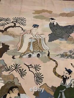 Panneau Kesi Kossu Antique Chinois / Japonais Avec Figures