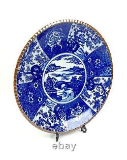 Plaque De Chargeur Chinoise Antique / Bleu Et Blanc Chinaware Large