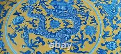 Plaque De Chargeur De Dragon Bleu De Grande Impériale Chinoise Signé Kangxi (1662-1722)
