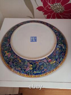 Plat en porcelaine chinoise rare de grande taille en excellent état magnifique vintage