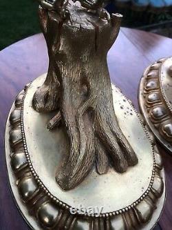 Poire À Chinese De Style Antique De Silver Solide Et Ormolu Bronze Jewelled Owls