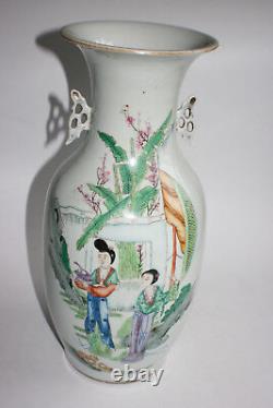 Porcelaine Chinoise Ancienne Peinture À La Main Personnage Photo Et Écriture Vase Grand