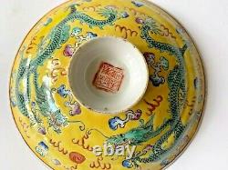 Porcelaine Chinoise Antique Large Dragon Rice Bowl & Cover