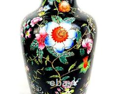 Porcelaine Chinoise Famille Noire Millefiori Grand Vase Lourd 14
