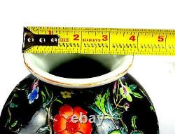 Porcelaine Chinoise Famille Noire Millefiori Grand Vase Lourd 14