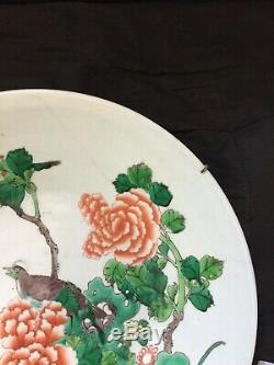 Porcelaine Grand Plat Chinois Antique Famille Verte 19ème 20ème Siècle