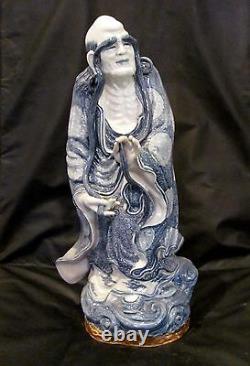 Porcelaine chinoise bleue et blanche figurine d'un Louhan III- Grand (20)