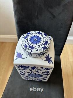 Pot/vase/bouteille en porcelaine bleue émaillée chinoise antique. GRANDE TAILLE DE 35CM DE HAUT.