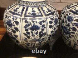 Pr Early 20th Century Large Blue & Blite Oriental Ginger Jars