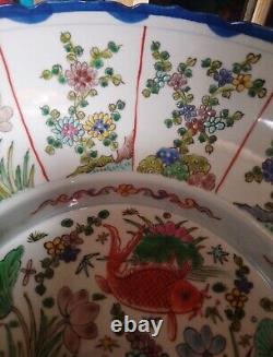 Qing- Porcelaine- Carpe- Grand Bol - Marques Kangxi, Magnifique