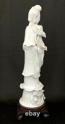 Quan Yin 16large Blanc De Chine Porcelaine Chinoise Statue Guanyin Kwanyin