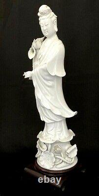 Quan Yin 16large Blanc De Chine Porcelaine Chinoise Statue Guanyin Kwanyin