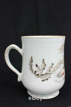 Rare 17 / 18c Antique Exportation Chinoise Scène Européenne Grande Tasse En Porcelaine 6.5