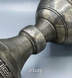 Rare Chinese 12 Pouces Pewter Vase C1850 Large High Tin