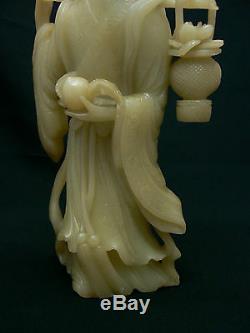 Rare Et Beau Grand Antique Chinois Shou-shan Quan Sculpture-yin