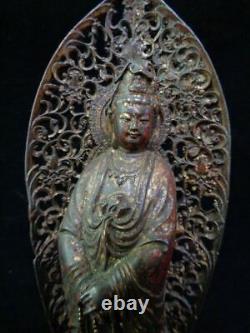 Rare Grand Vieux Bronze Chinois Guanyin Bouddha Statue Sculpture