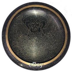 Rare Grande Dynastie Chinoise Des Ming Cloisonné Bowl With Dragons Circa 1368-1644