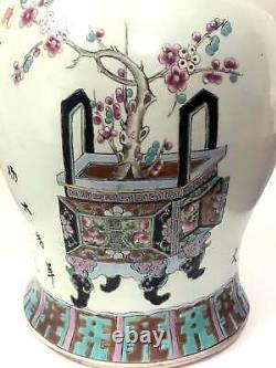 Rare Grande Paire D’antique Chinois Famille Rose Porcelaine Baluster Jars 19ème C