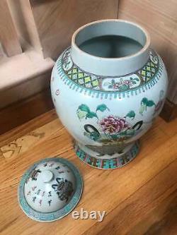 Rare Grande Paire D’antique Chinois Famille Rose Porcelaine Baluster Jars 19ème C