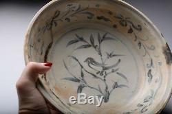 Rare Porcelaine Grande Plaque D'oiseaux Hoi An Chinois Shipwreck Cargo