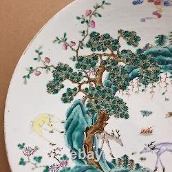 Rares Grands Plats De Porcelaine De Cerf Assiette, Chine / Chinois, Dynastie Qing, 19ème