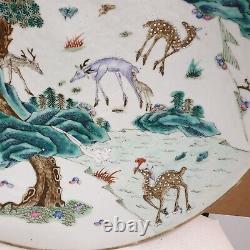 Rares Grands Plats De Porcelaine De Cerf Assiette, Chine / Chinois, Dynastie Qing, 19ème