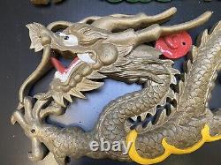 Sculptures De Dragon Chinois Ornées Fibre De Verre Grand 80cm Chaque