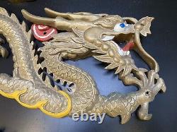 Sculptures De Dragon Chinois Ornées Fibre De Verre Grand 80cm Chaque