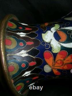 Spectaculaire Antique Vase Chinois Grand Cloisonne Mille Fleurs 11,5 Haut