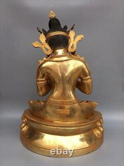 Statue de Bouddha Tara en cuivre pur doré de grande taille, antique et faite à la main, chinoise